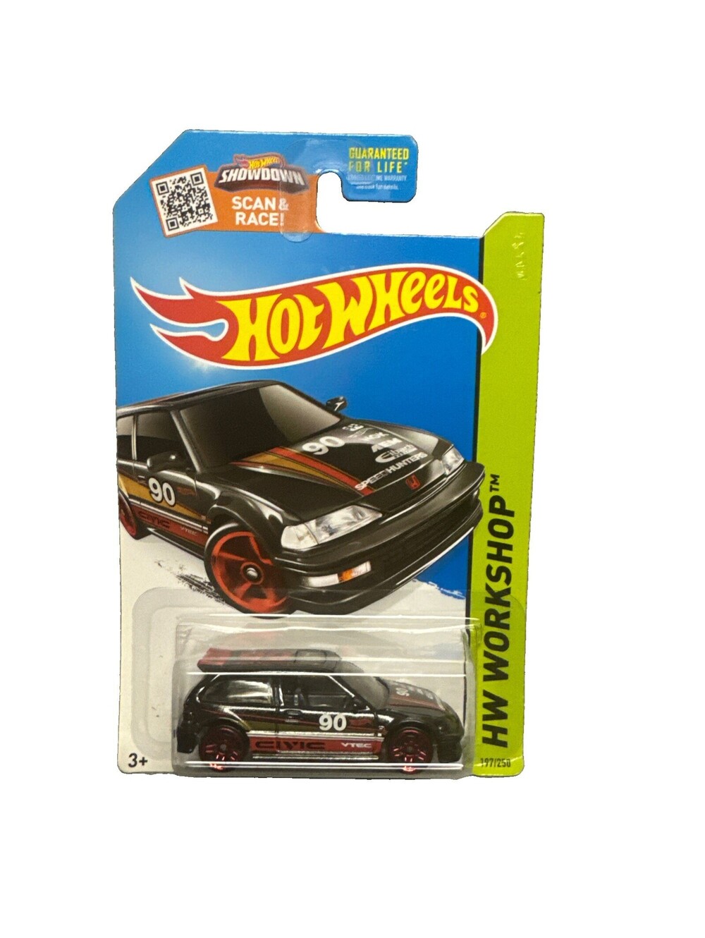 Hot Wheels ’90 Honda Civic EF Black HW Workshop Series Die-Cast Car #197/250